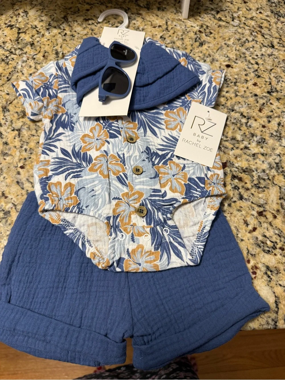 Rachel Zoe Kids Matching Dino Set in Cream and Blue, size 0 to 3 months  #6